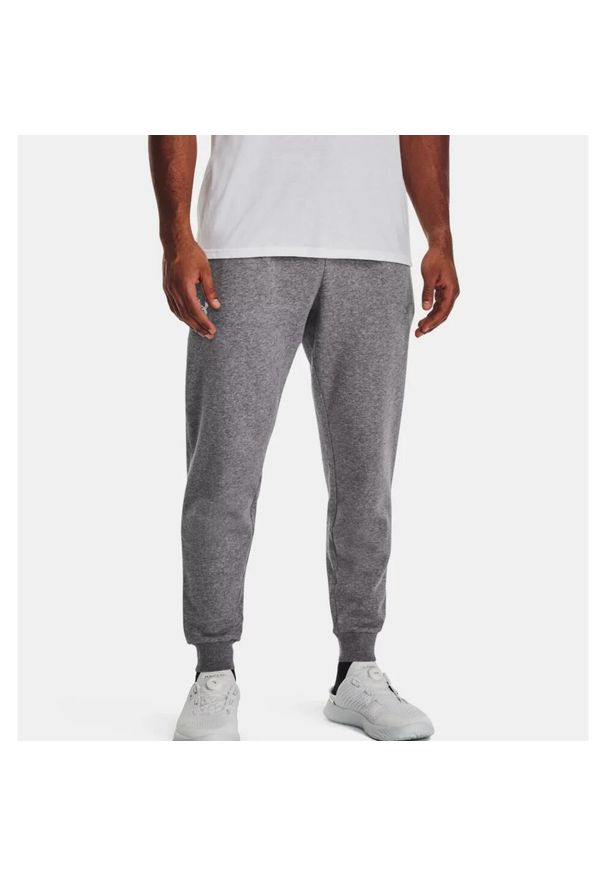 Spodnie fitness męskie Under Armour Rival Fleece Joggers. Kolor: szary, wielokolorowy. Sport: fitness