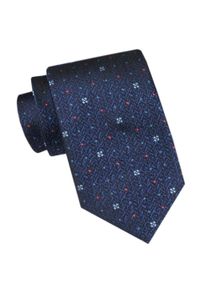 Męski Krawat - Angelo di Monti - Granat w Drobny Wzorek. Kolor: niebieski. Materiał: tkanina. Styl: wizytowy, elegancki