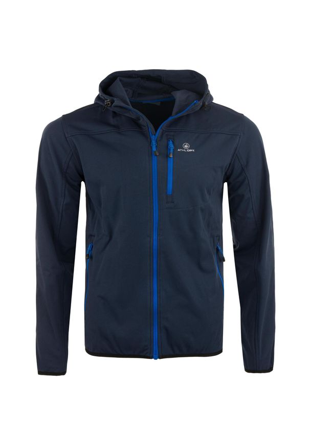 ZUMBA WEAR - Męska kurtka softshell Athl. DPT Agar Navy - Wiatroodporna i elastyczna. Kolor: niebieski. Materiał: softshell. Sport: turystyka piesza