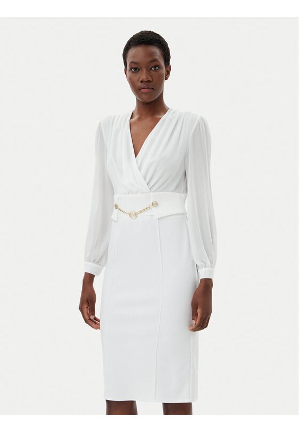 Rinascimento Sukienka koktajlowa CFC0123289003 Biały Regular Fit. Kolor: biały. Materiał: syntetyk. Styl: wizytowy