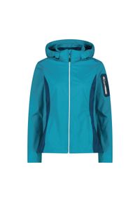 Kurtka damska turystyczna CMP 39A5016. Typ kołnierza: kaptur. Kolor: niebieski. Materiał: softshell. Sport: turystyka piesza #1