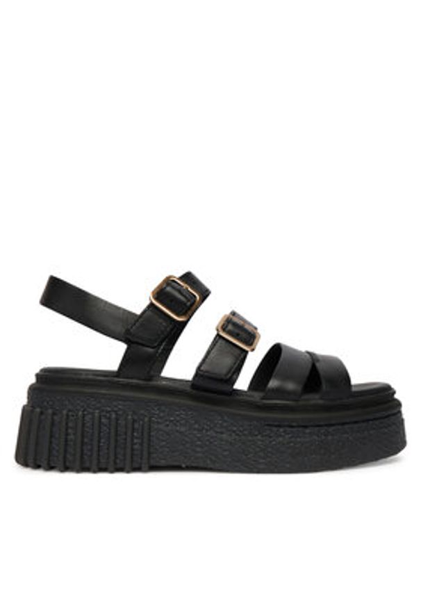 Clarks Sandały Evamar Strap 26185888 Czarny. Kolor: czarny. Materiał: skóra