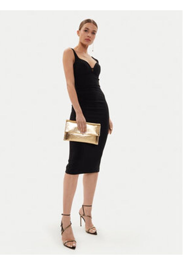 Elisabetta Franchi Sukienka koktajlowa AB-711-46E2-V360 Czarny Slim Fit. Kolor: czarny. Materiał: syntetyk. Styl: wizytowy