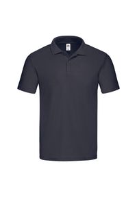 FRUIT OF THE LOOM - Męska Oryginalna Koszulka Polo. Typ kołnierza: polo. Kolor: niebieski