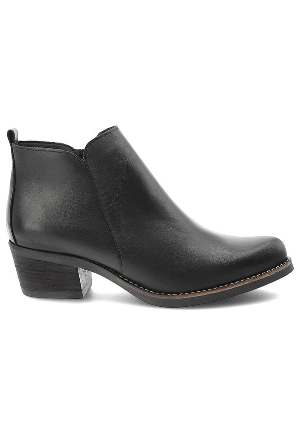 Czarne Kowbojki Hee Skórzane Buty Damskie. Okazja: na co dzień. Kolor: czarny. Materiał: skóra. Wzór: gładki. Sezon: zima, jesień. Obcas: na obcasie. Styl: casual, elegancki. Wysokość obcasa: niski