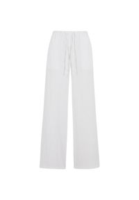 Damskie spodnie z szerokimi nogawkami Urban Classics Structured. Kolor: biały. Długość: długie #1