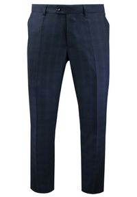 Eleganckie Spodnie Garniturowe (w Kant) - Casino - Granat, Kratka. Materiał: poliester, wiskoza. Wzór: kratka. Styl: elegancki #1