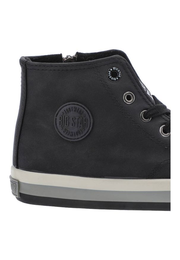 Big-Star - Czarne Sneakersy Big Star Damskie Wygodne Obuwie. Okazja: na co dzień. Wysokość cholewki: przed kolano. Zapięcie: sznurówki. Kolor: czarny. Materiał: guma, jeans, materiał. Szerokość cholewki: normalna