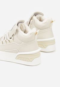 Born2be - Beżowe Ocieplane Sneakersy na Grubej Podeszwie z Tłoczonym Wzorem Anweda. Okazja: na co dzień. Kolor: beżowy. Materiał: jeans #5