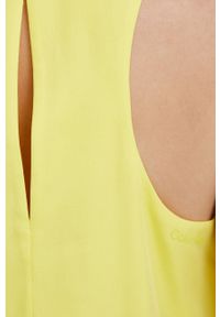 Calvin Klein bluzka kolor żółty. Okazja: na co dzień. Kolor: żółty. Materiał: tkanina, bawełna, włókno, lyocell. Styl: casual #5
