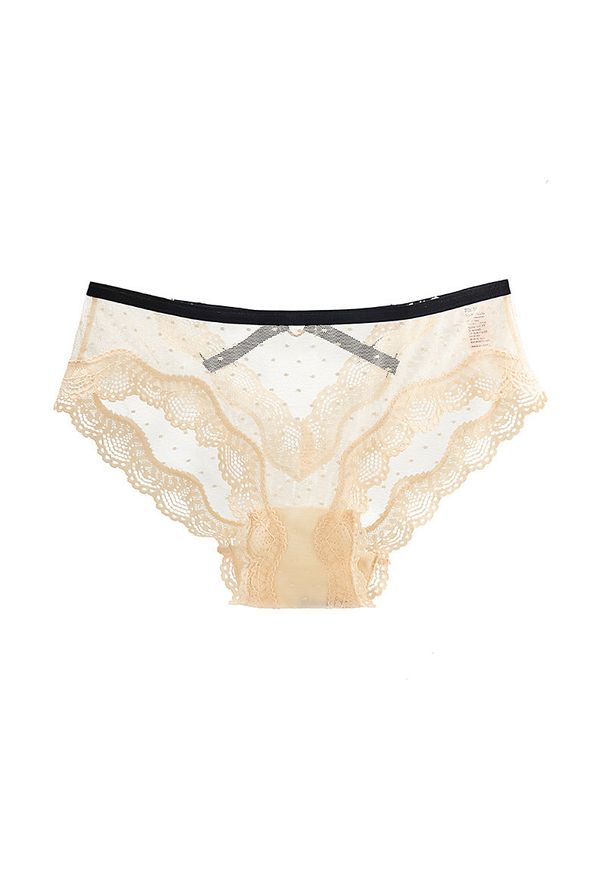 Intica - Koronkowe majtki z strapsami na specjalne okazje Xumar. Kolor: beżowy. Materiał: koronka. Wzór: koronka