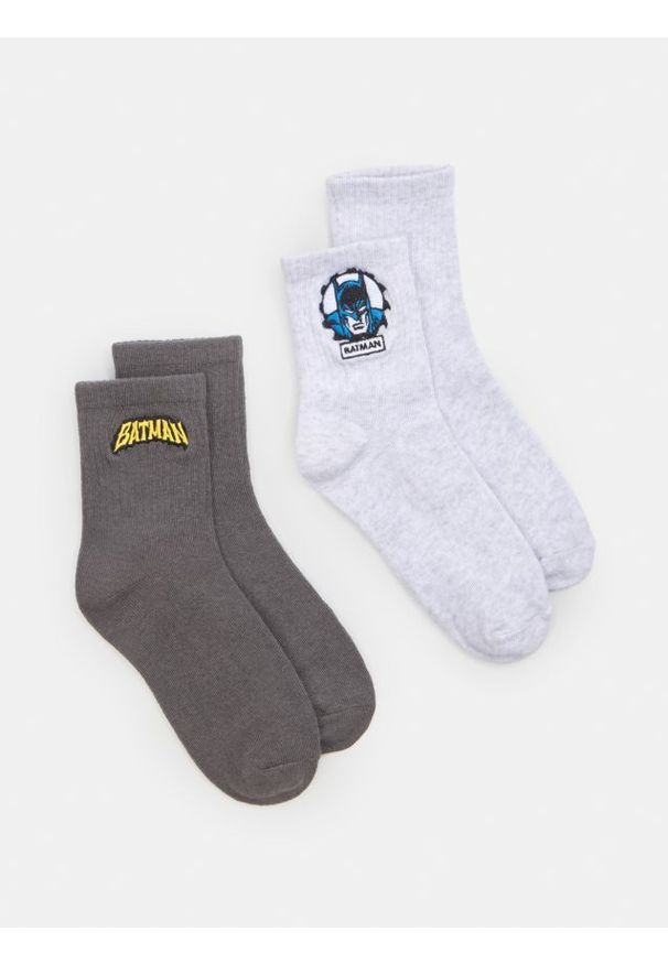 Sinsay - Skarpetki 2 pack Batman - szary. Kolor: szary. Wzór: motyw z bajki