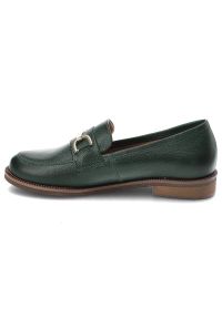Zielone Mokasyny Exquisite Stylowe Obuwie Damskie. Okazja: na spacer. Zapięcie: klamry. Kolor: zielony. Materiał: materiał, skóra. Obcas: na obcasie. Styl: elegancki. Wysokość obcasa: średni #3
