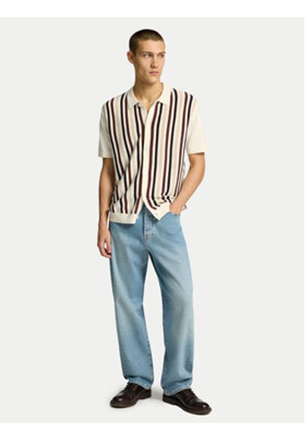 Selected Homme Sweter 16096371 Beżowy Regular Fit. Kolor: beżowy. Materiał: bawełna