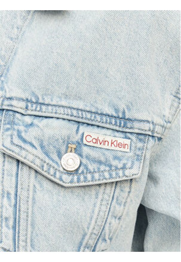 Calvin Klein Jeans Kurtka jeansowa LV047F680G Niebieski Cropped Fit. Kolor: niebieski. Materiał: bawełna