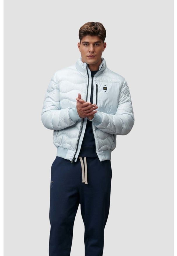Blauer USA - BLAUER Błękitna męska kurtka Daniel Short Jackets, Rozmiar XXL. Kolor: niebieski. Materiał: materiał, puch
