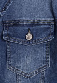 Renee - Granatowa Klasyczna Kurtka Jeansowa z Guzikami Ivonelle. Okazja: na randkę. Kolor: niebieski. Materiał: jeans. Styl: klasyczny #7