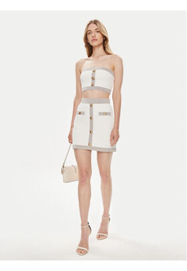 Elisabetta Franchi Spódnica mini GK-98B-42E2-004477 Biały Slim Fit. Kolor: biały. Materiał: syntetyk, wiskoza
