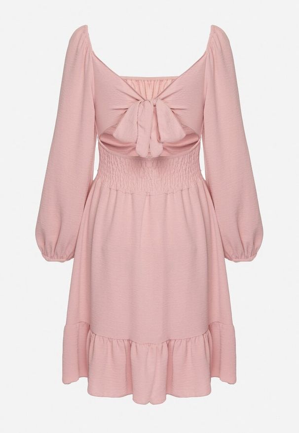 Born2be - Różowa Sukienka Auxede. Typ kołnierza: dekolt kwadratowy. Kolor: różowy. Materiał: tkanina. Długość rękawa: długi rękaw. Wzór: gładki