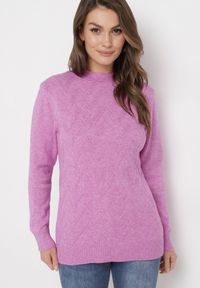 Born2be - Jasnofioletowy Sweter z Długim Rękawem Abewina. Kolor: fioletowy. Materiał: tkanina, dzianina. Długość rękawa: długi rękaw. Długość: długie #2
