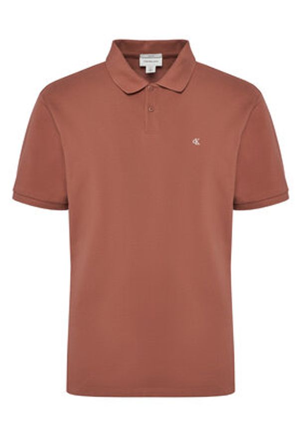 Calvin Klein Jeans Polo LV040EM269 Brązowy Regular Fit. Typ kołnierza: polo. Kolor: brązowy. Materiał: bawełna