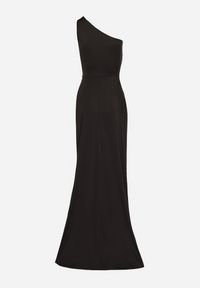 Born2be - Czarna Sukienka na Jedno Ramię z Marszczeniem i Rozcięciem Talirisa. Okazja: na ślub cywilny, na wesele, na imprezę. Kolor: czarny. Typ sukienki: asymetryczne. Styl: elegancki, klasyczny #3