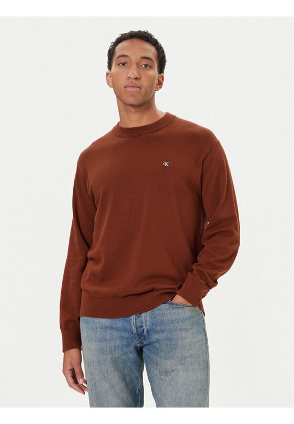 Calvin Klein Jeans Sweter LV04RC309G Czerwony Regular Fit. Kolor: czerwony. Materiał: bawełna