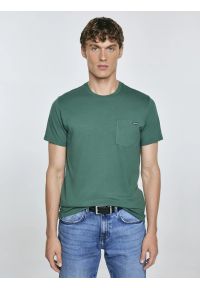 Big-Star - Koszulka męska z kieszonką zielona Carbon 304. Kolor: zielony. Materiał: jeans, bawełna, materiał. Wzór: aplikacja