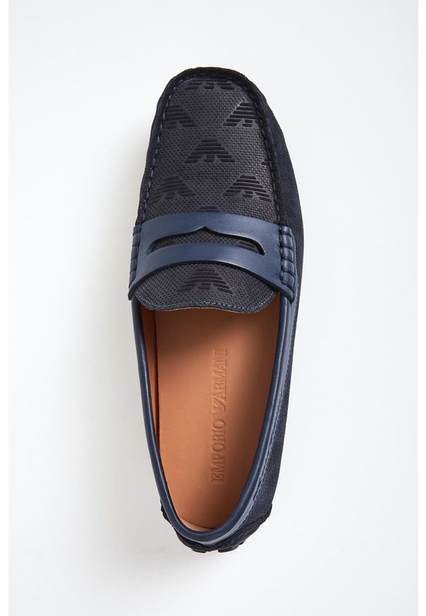 Emporio Armani - Mokasyny męskie zamszowe EMPORIO ARMANI. Materiał: zamsz