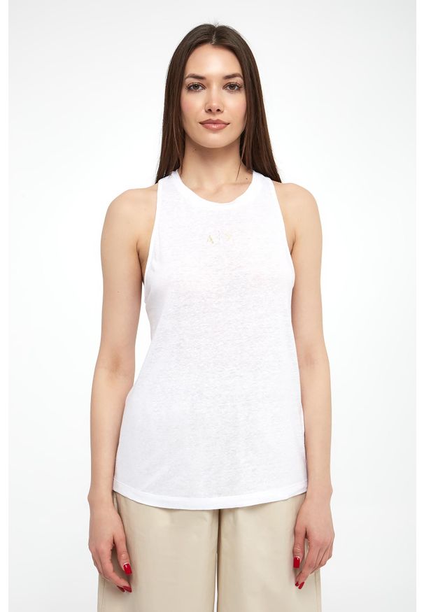 Armani Exchange - Top damski z lnem ARMANI EXCHANGE. Materiał: len