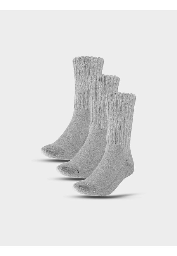 4f - 4F Skarpetki casual za kostkę (3-pack) damskie - szare 39-42. Kolor: szary. Materiał: bawełna, poliester, materiał, włókno