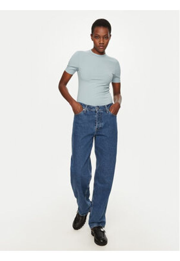 Calvin Klein T-Shirt K20K208052 Błękitny Slim Fit. Kolor: niebieski