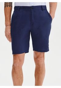 Pako Lorente - PAKO LORENTE - Lniane szorty męskie w kolorze granatowym. Okazja: na co dzień. Kolor: niebieski. Materiał: len. Długość: krótkie. Wzór: gładki. Sezon: lato. Styl: casual #6