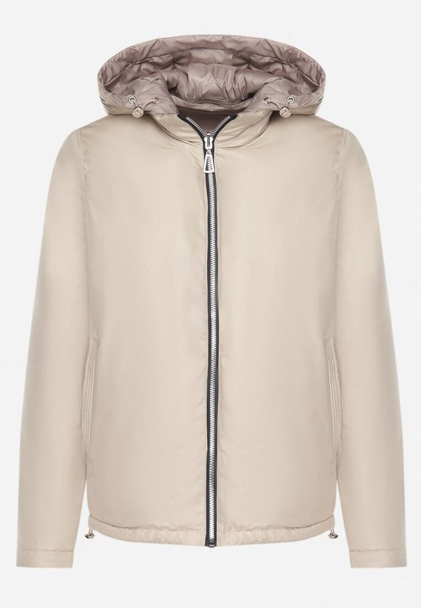 Born2be - Ciemnobeżowa Pikowana Kurtka o Dwustronnym Kroju z Odpinanym Kapturem Zeorina. Okazja: na co dzień. Kolor: beżowy. Materiał: jeans. Wzór: gładki. Styl: elegancki, casual