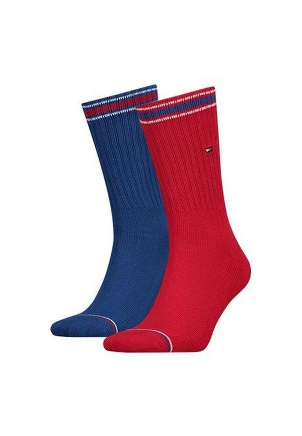 ZEAGLE - Tommy Hilfiger Męskie Skarpetki Sportowe 43-46 z Bawełny. Kolor: czerwony, niebieski, wielokolorowy. Materiał: poliamid, bawełna, elastan. Sport: bieganie