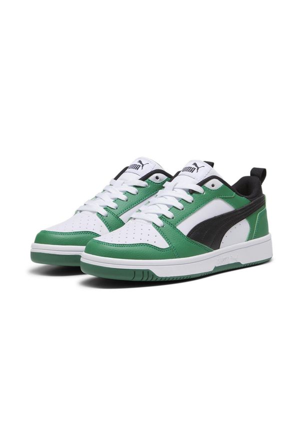 Puma Buty Rebound V6 Lo Jr 39383305. Kolor: biały, wielokolorowy, zielony, czarny. Materiał: guma, materiał, syntetyk