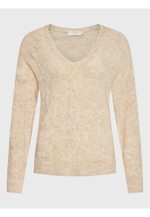 Cream Sweter Cabin 10610399 Beżowy Regular Fit. Kolor: beżowy. Materiał: syntetyk