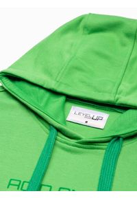 Ombre Clothing - Bluza męska w mocnych kolorach - zielona V2 B1351 - XXL. Typ kołnierza: kaptur. Kolor: zielony. Materiał: poliester, bawełna. Wzór: nadruk