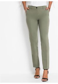 Spodnie biznesowe bonprix oliwkowy. Okazja: na spotkanie biznesowe. Kolor: zielony. Styl: biznesowy #2