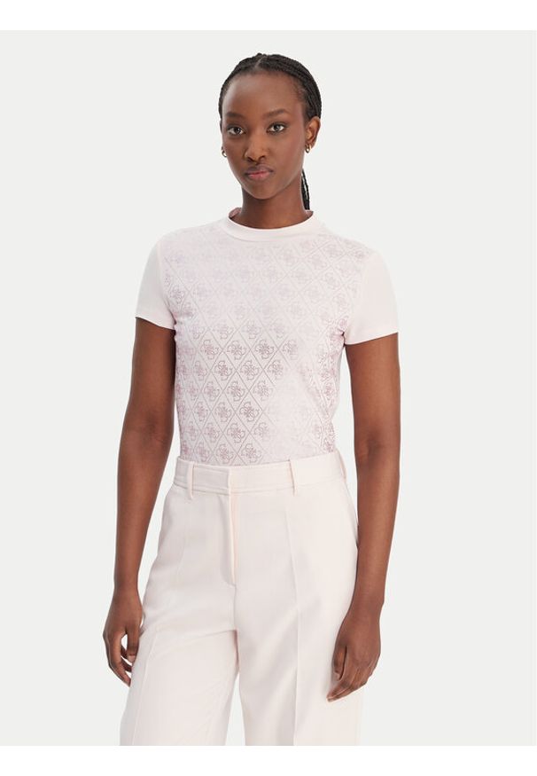 Guess T-Shirt W4BI26 J1314 Różowy Regular Fit. Kolor: różowy. Materiał: bawełna