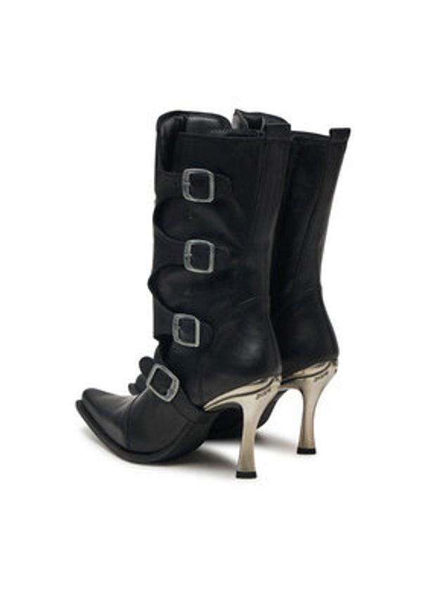 NEW ROCK Botki M-9373N-C1 Czarny. Kolor: czarny. Materiał: skóra. Styl: rockowy
