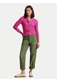 Polo Ralph Lauren Kardigan 211891643019 Różowy Slim Fit. Typ kołnierza: polo. Kolor: różowy. Materiał: bawełna #5