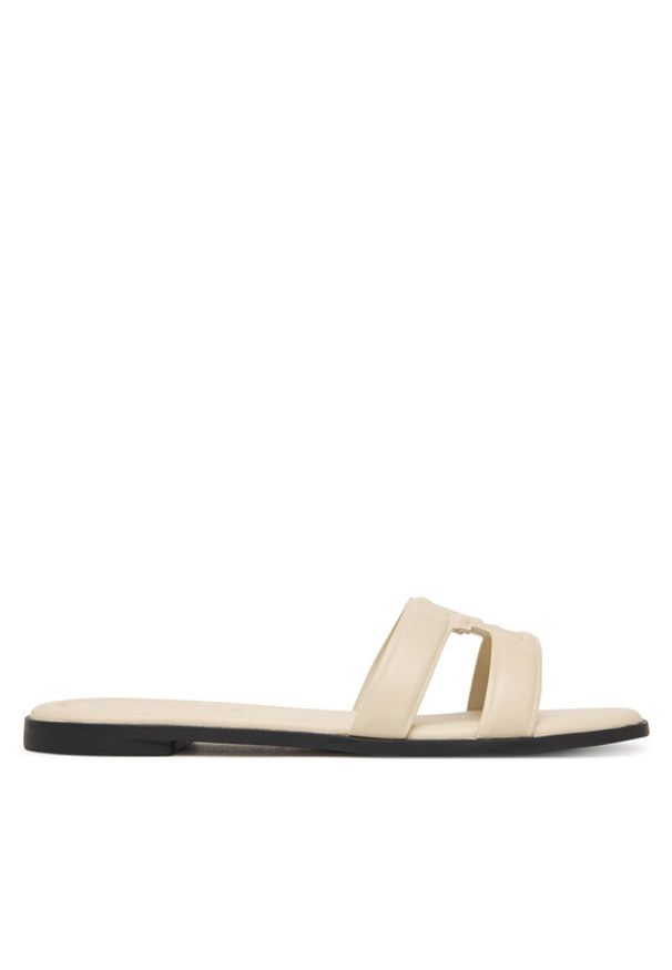 TOMMY HILFIGER - Tommy Hilfiger Klapki FW0FW08671 Écru. Materiał: skóra