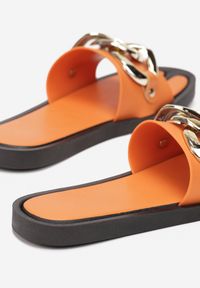 Renee - Pomarańczowe Klapki Andrielez. Nosek buta: otwarty. Kolor: pomarańczowy. Materiał: guma. Wzór: gładki, aplikacja #6