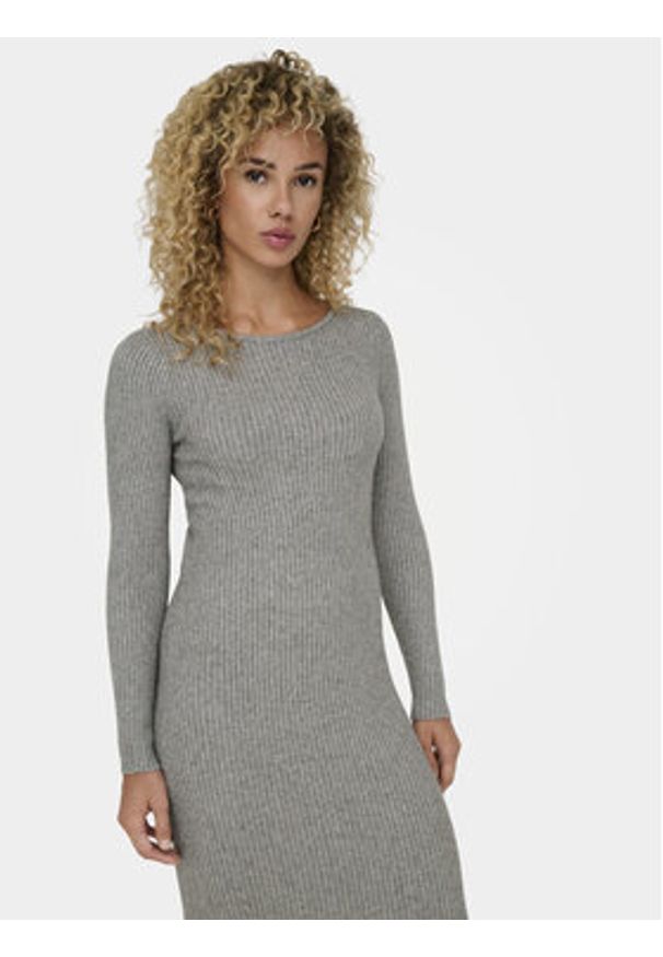 only - ONLY Sukienka dzianinowa Katia 15324649 Szary Slim Fit. Kolor: szary. Materiał: syntetyk