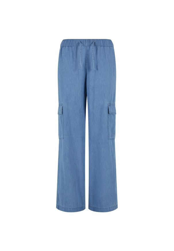 Urban Classics - Lekkie Spodnie Cargo Dla Kobiet. Kolor: szary, niebieski, wielokolorowy. Długość: długie