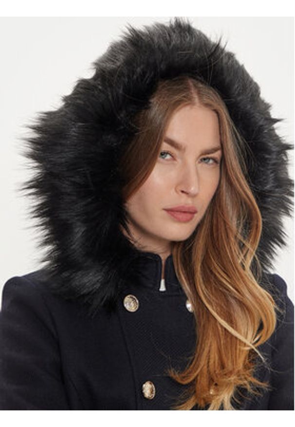 Morgan Płaszcz wełniany 242-GMARIE Granatowy Regular Fit. Kolor: niebieski. Materiał: syntetyk