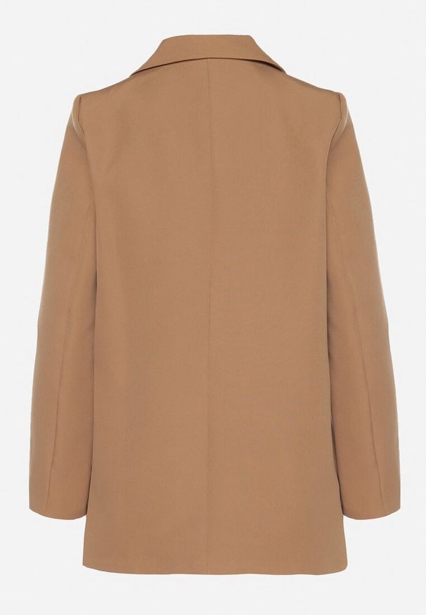 Born2be - Brązowa Marynarka Jednorzędowa ze Wzorem Pasków Viviella. Okazja: na co dzień, na spotkanie biznesowe. Kolor: brązowy. Materiał: jeans. Styl: casual, biznesowy, elegancki, klasyczny