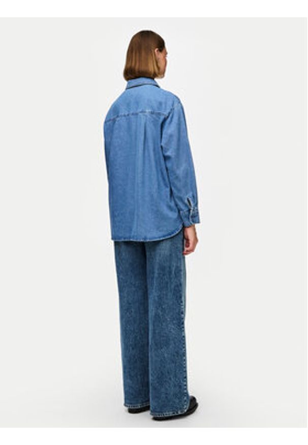 Pieces Koszula jeansowa 17150991 Niebieski Oversize. Kolor: niebieski. Materiał: bawełna