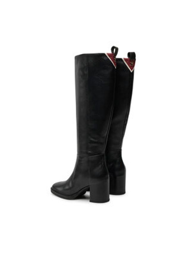 TOMMY HILFIGER - Tommy Hilfiger Kozaki Long Boot Mid Wrapped Lthr Heel FW0FW08099 Czarny. Kolor: czarny. Materiał: skóra
